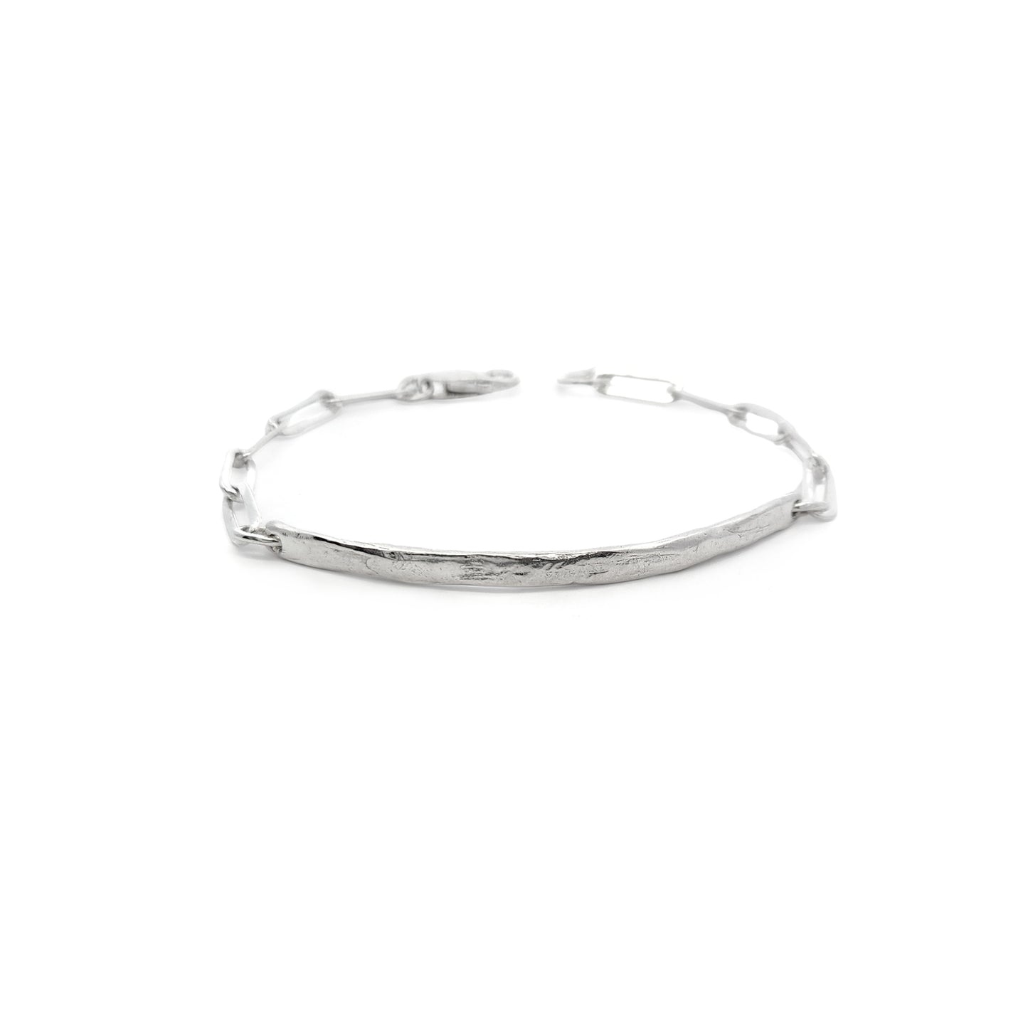 Silver Paperclip ID Bar Bracelet