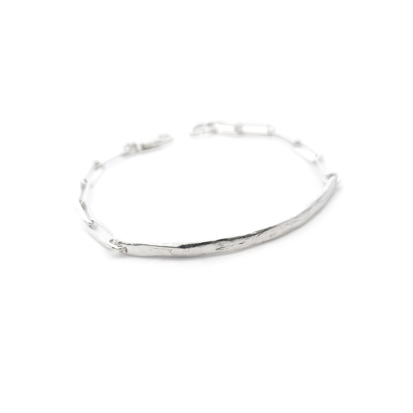 Silver Paperclip ID Bar Bracelet