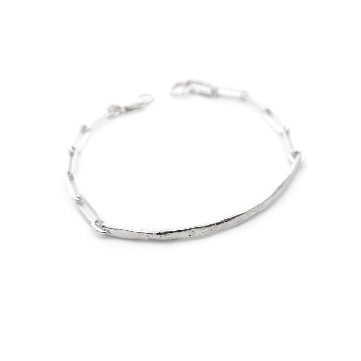Silver Paperclip ID Bar Bracelet