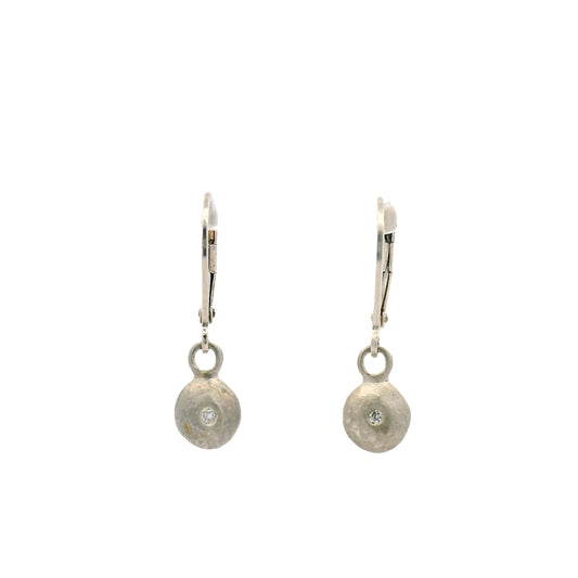 Sterling Silver and Diamond Pebble Earrings