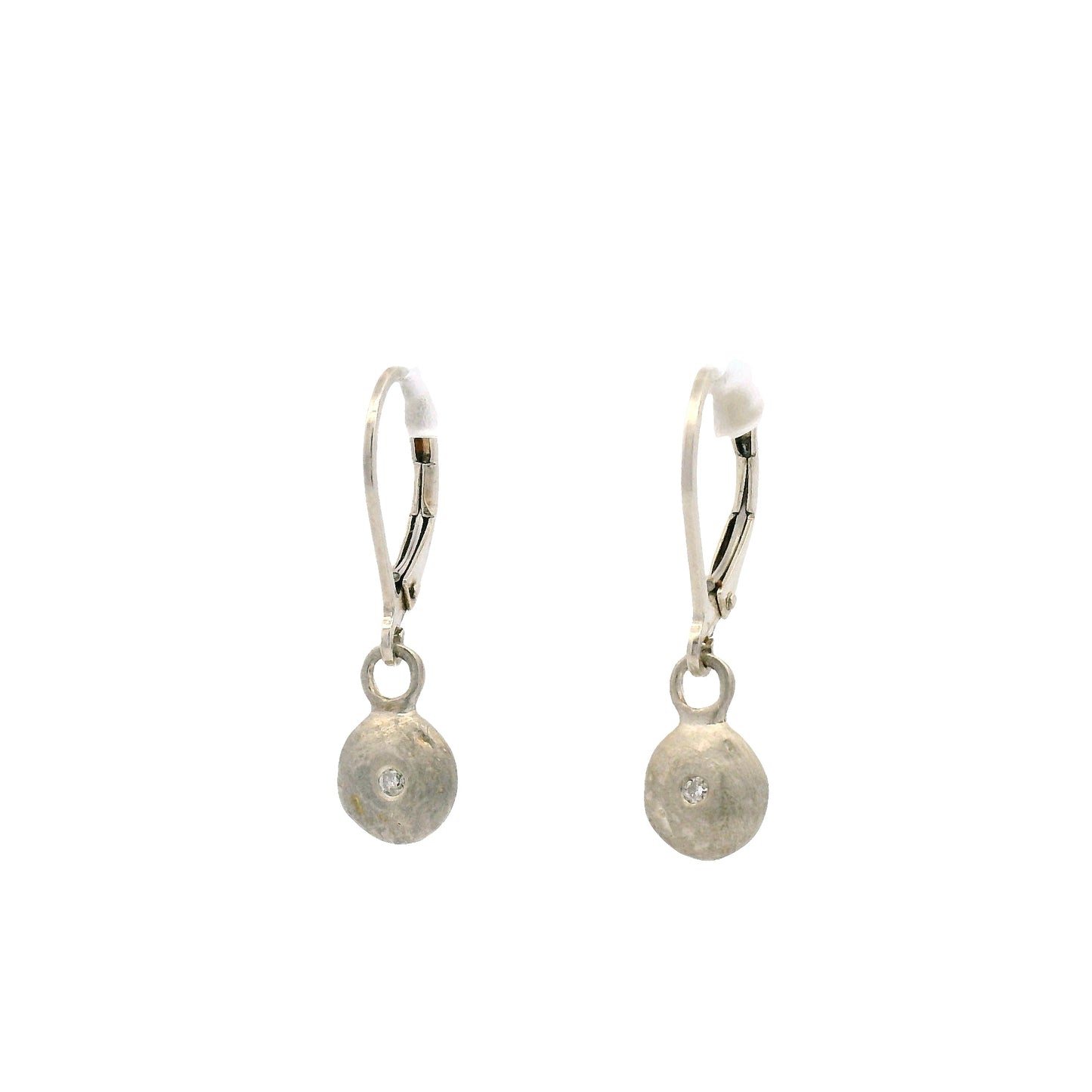 Sterling Silver and Diamond Pebble Earrings