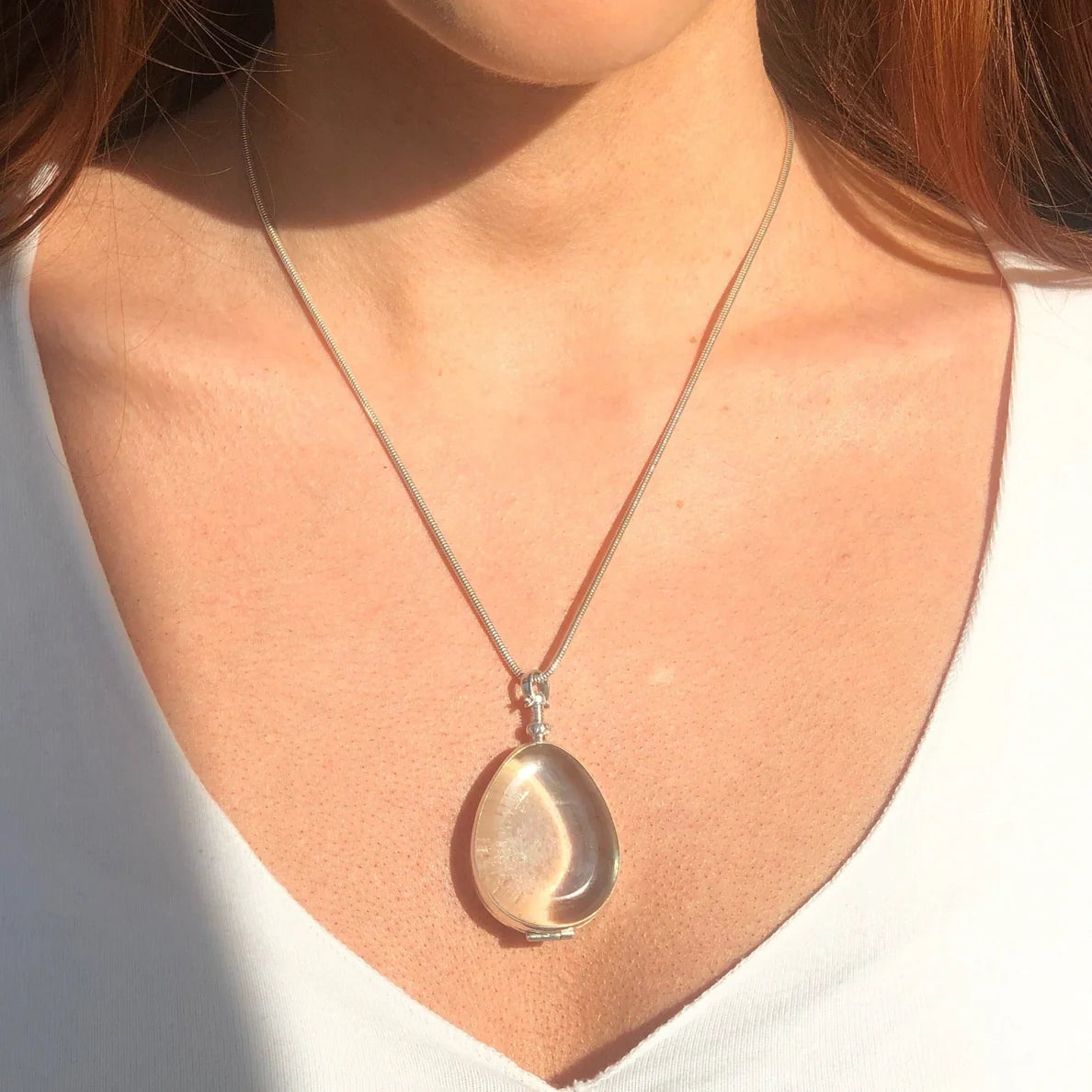 Sterling Silver Large Teardrop Crystal Urn Necklace