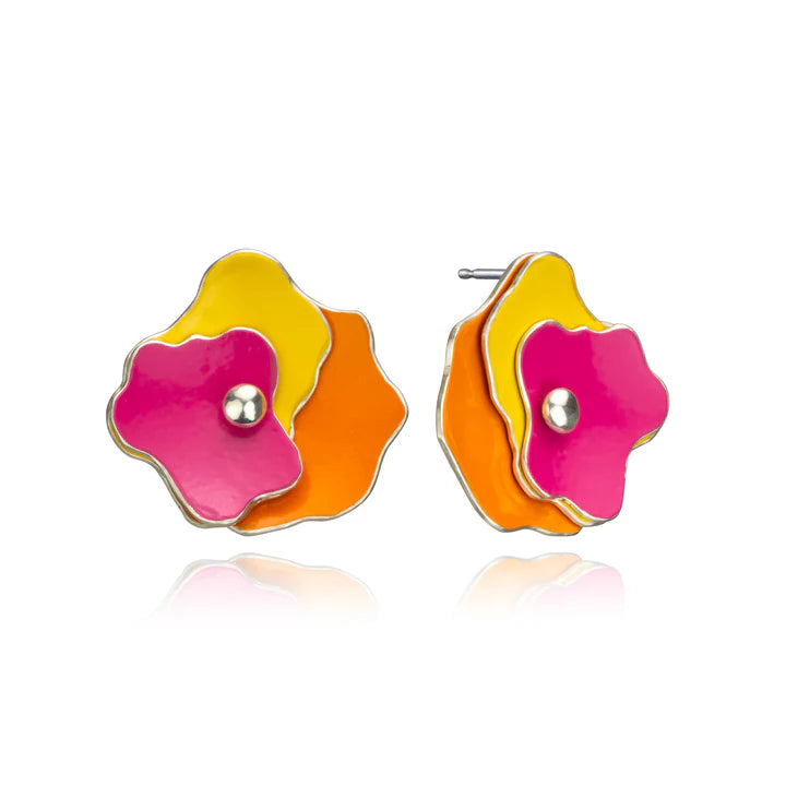 Pink & Orange Flora Stud Earrings