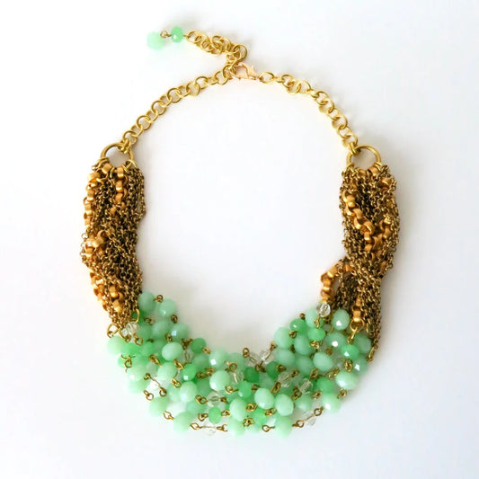 Glimmer Milk Glass Chain Necklace