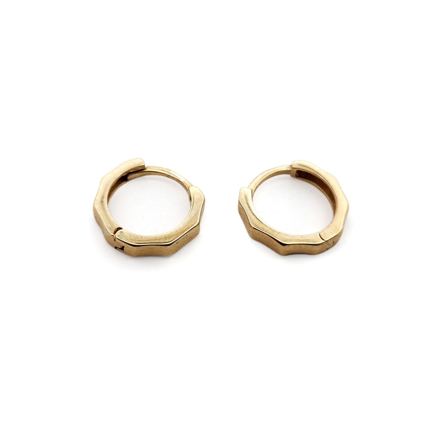 10k Yellow Gold Faceted Hoops
