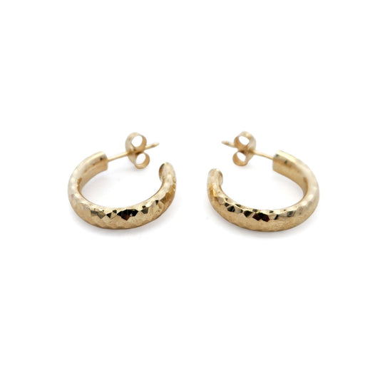 10k Yellow Diamond-Cut Hoops