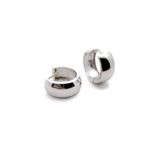 10k White Gold 10mm Round Huggies