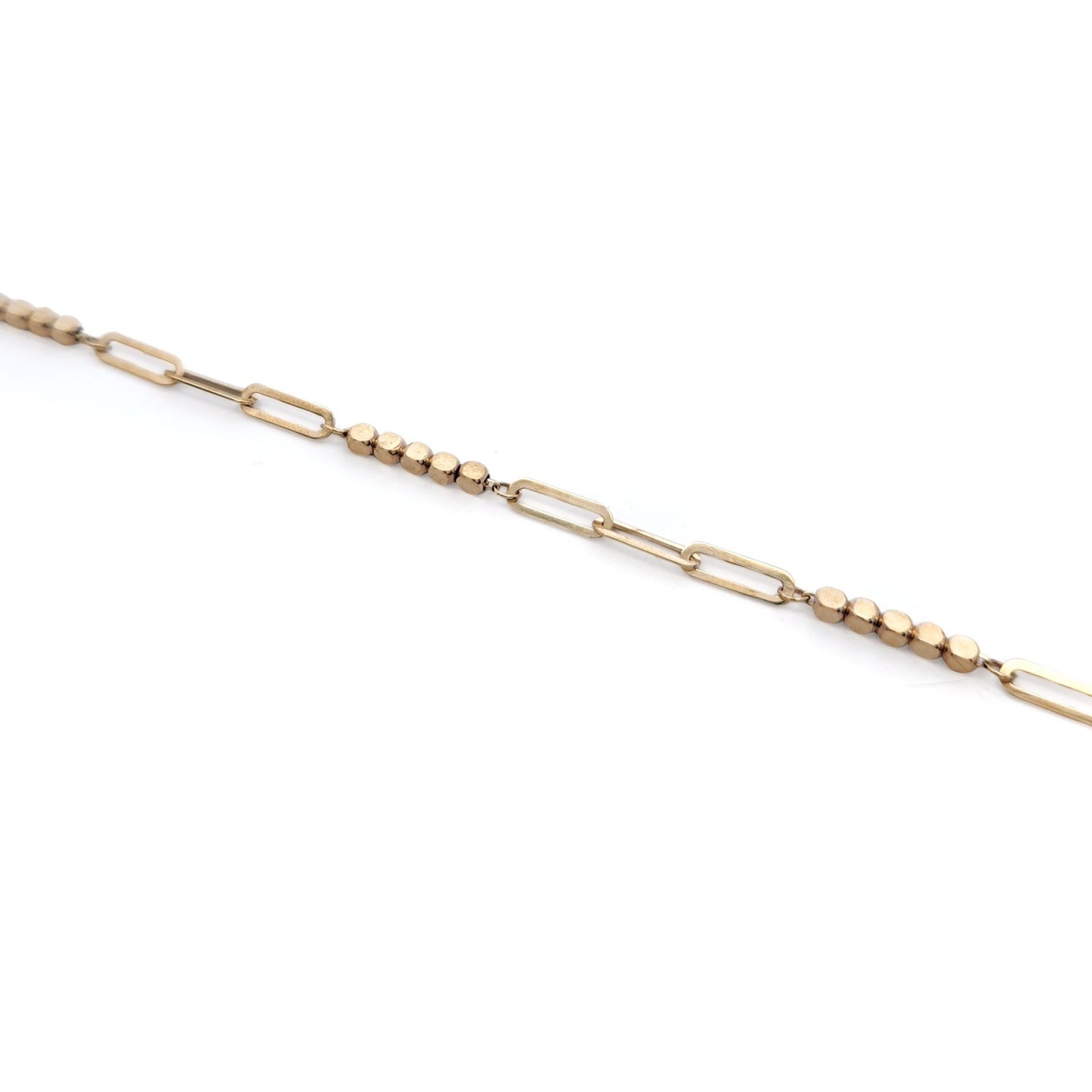 10k Yellow Gold Paperclip & Beaded Bracelet