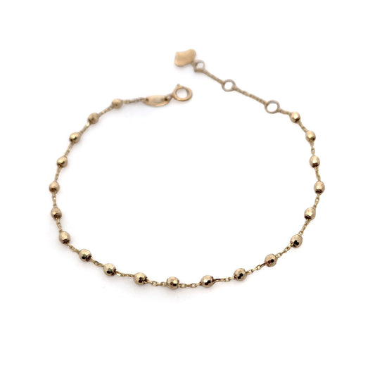 10k Yellow Gold Beaded Ball Bracelet