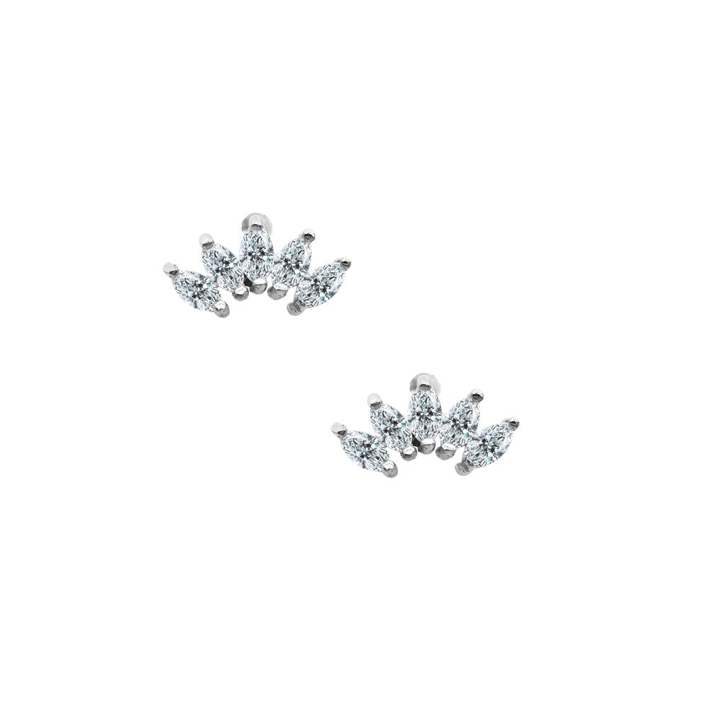 Sterling Silver Marquise Half Stud Earrings