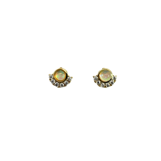 Opal & CZ Stud Earrings