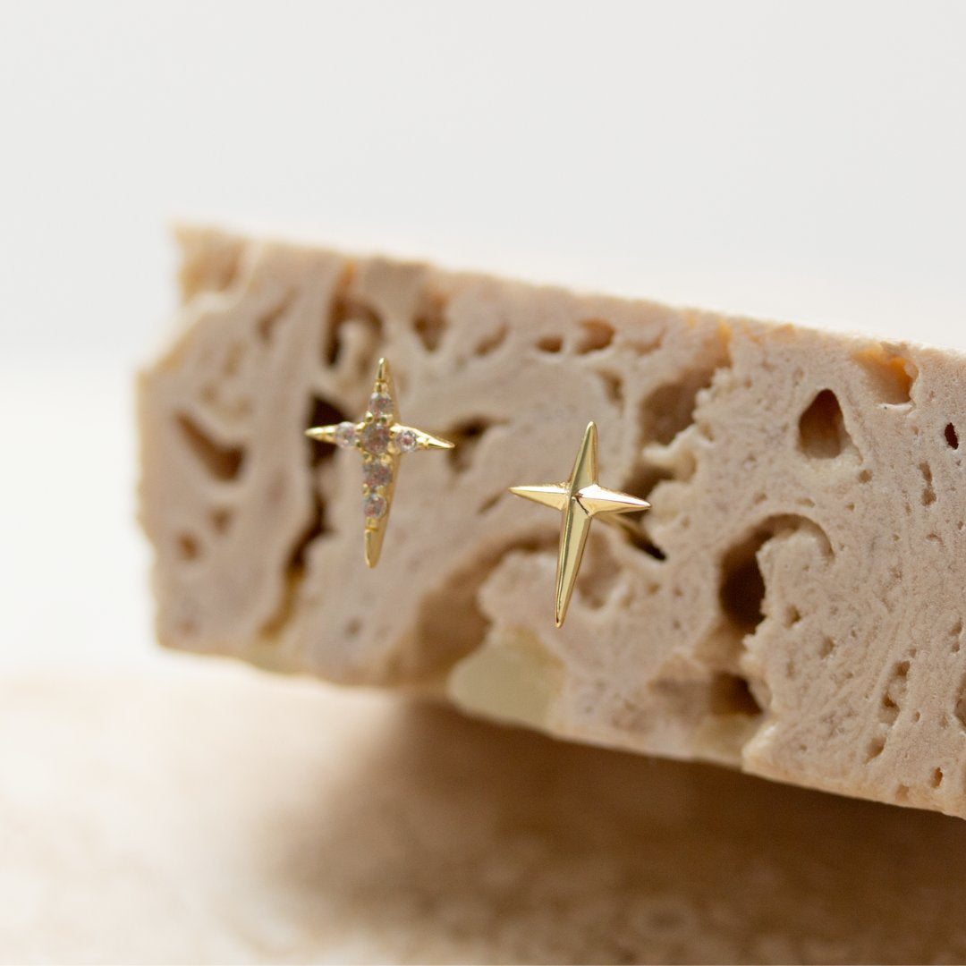 4-Pointed Star Stud Earrings