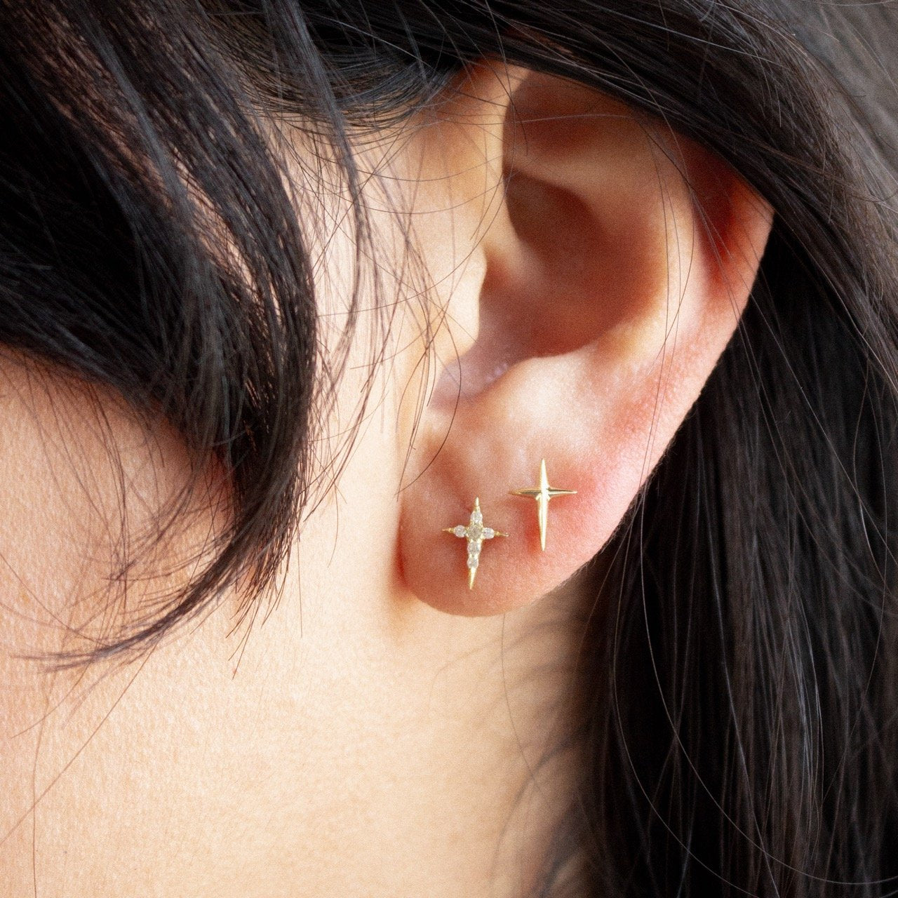 4-Pointed Star Stud Earrings