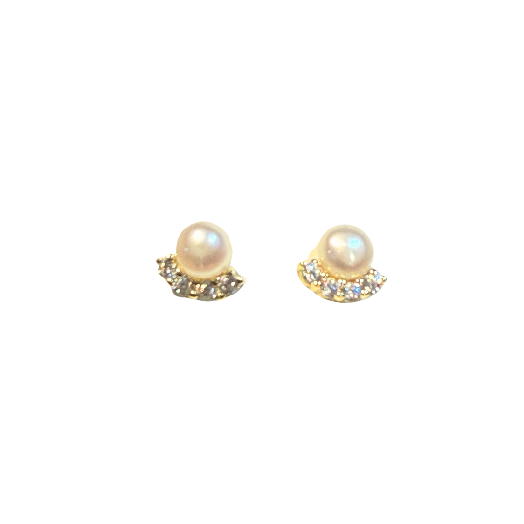 Small Pearl Accented Stud Earrings
