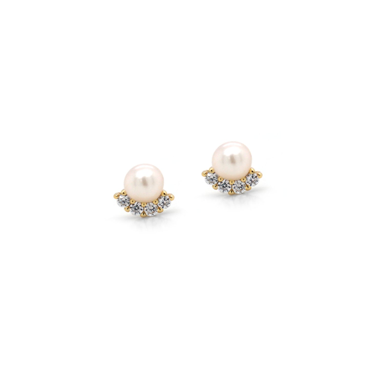 Small Pearl Accented Stud Earrings