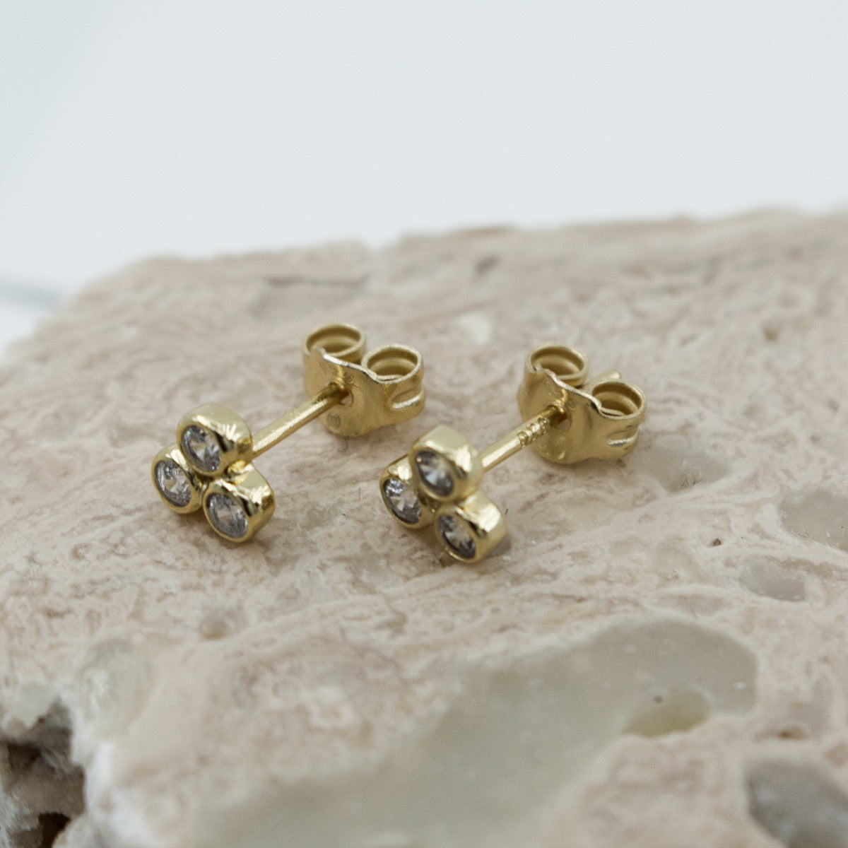 Gold Vermeil Triple Triangle Stud Earrings