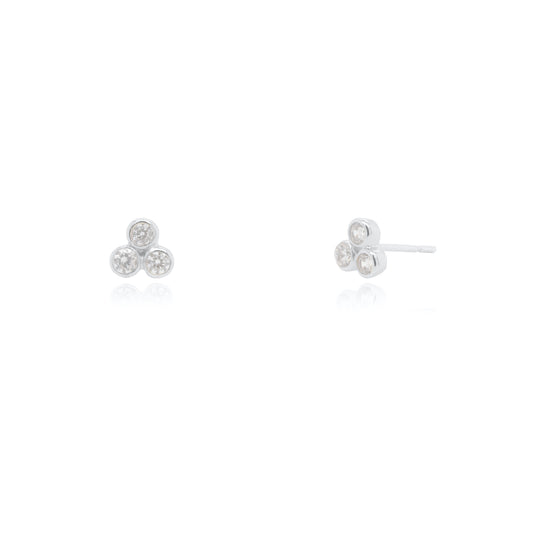 Rhodium Triple Triangle Stud Earrings
