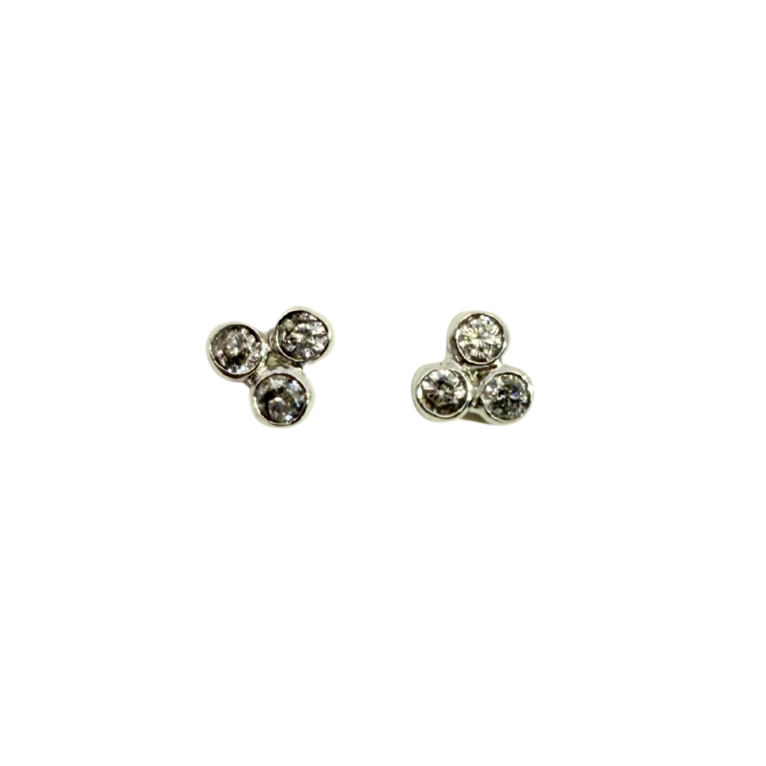 CZ Bezel Stud Earrings