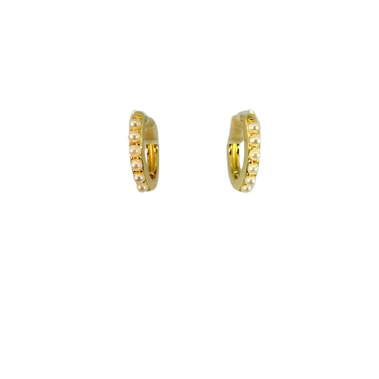 Pearl Huggie Hoop Earrings