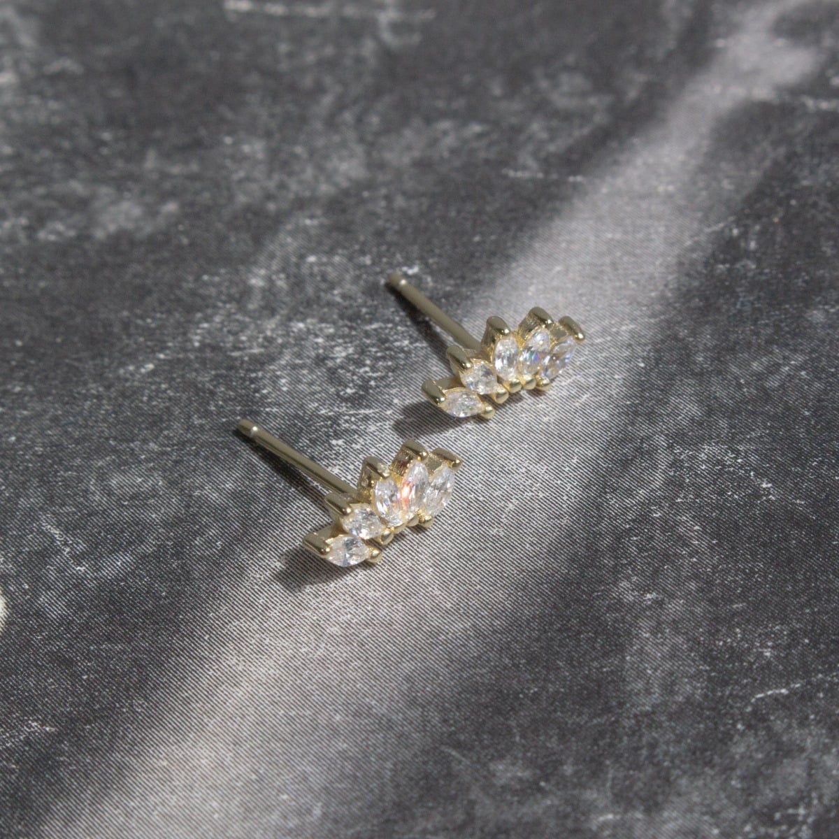 Yellow Gold-Vermeil Marquise Half Stud Earrings