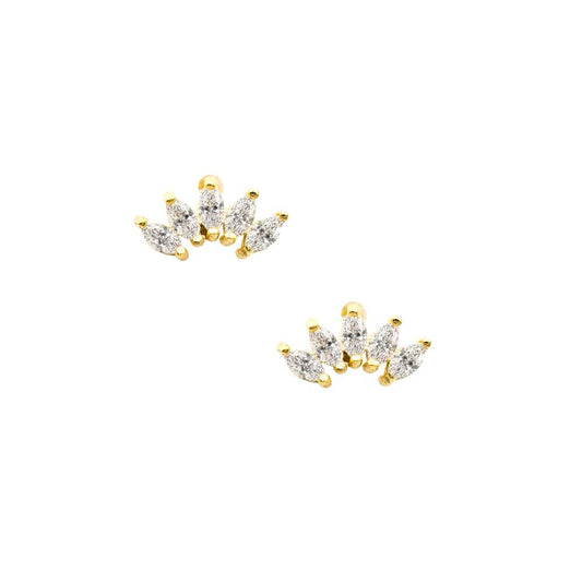 Yellow Gold-Vermeil Marquise Half Stud Earrings