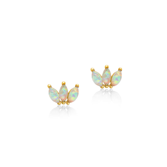 3 Opal Marquise Stud Earrings