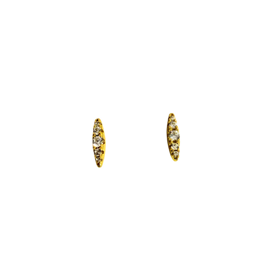 CZ Bar Stud Earrings - Gold Plated