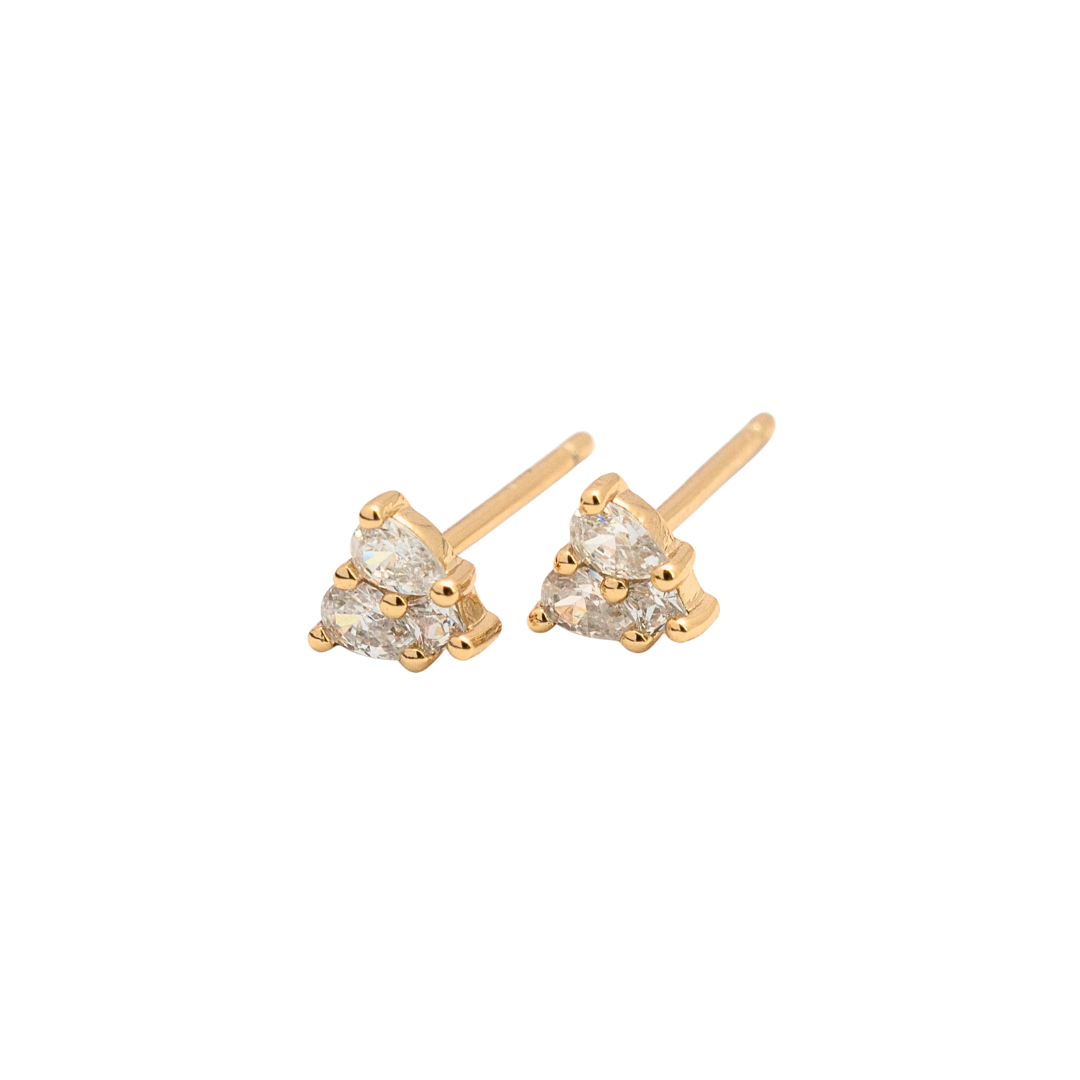 Cubic Zirconia Heart Stud Earrings