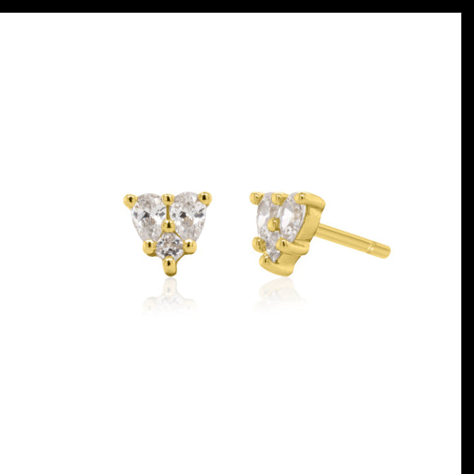Cubic Zirconia Heart Stud Earrings