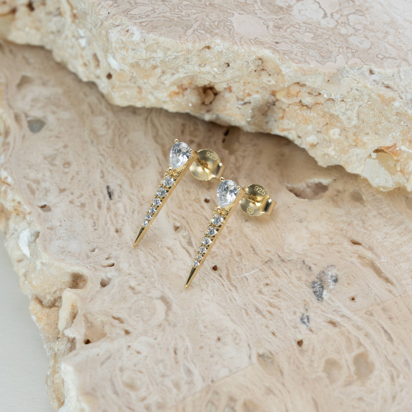 Cubic Zirconia Spike Stud Earrings