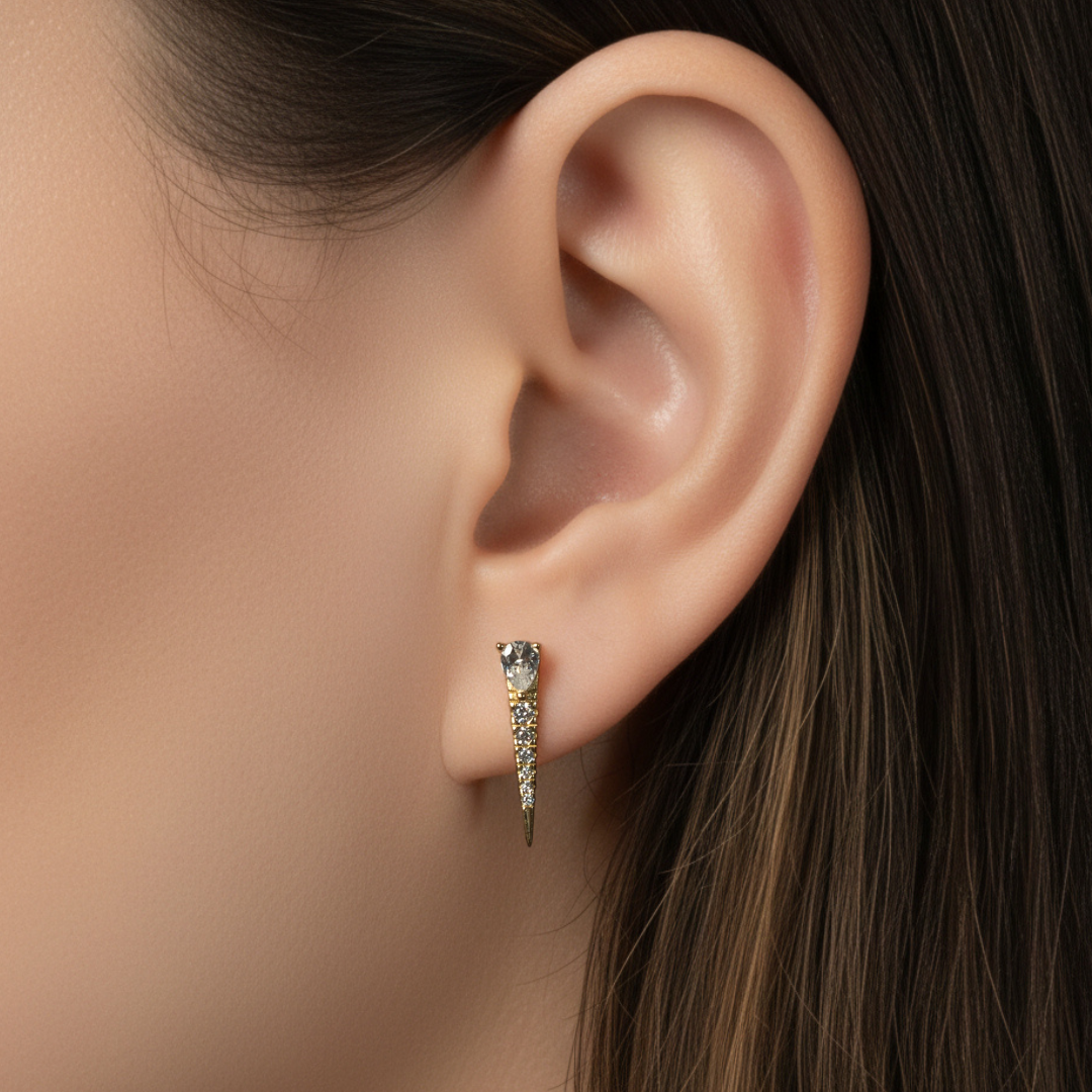 Cubic Zirconia Spike Stud Earrings