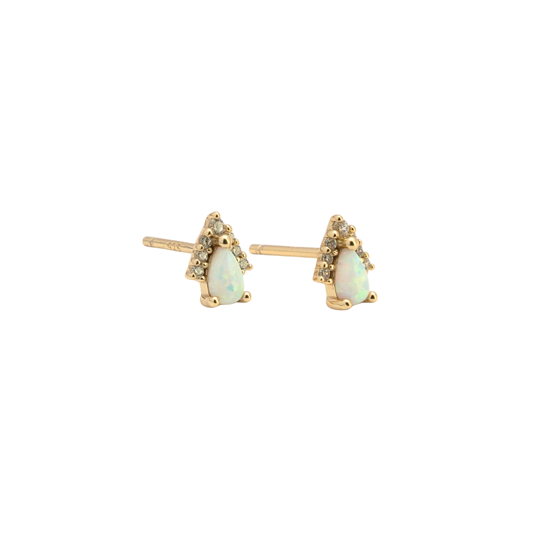 Cubic Zirconia & Opal Stud Earrings