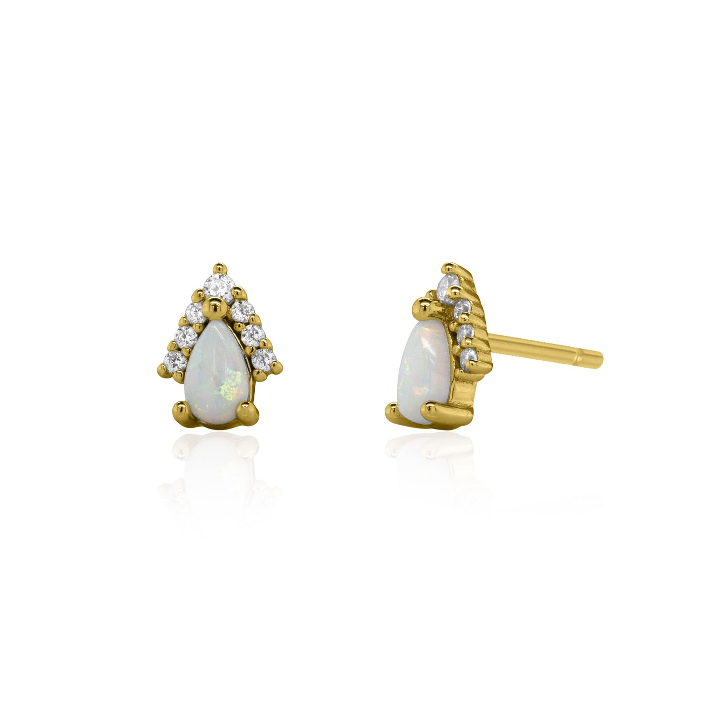 Cubic Zirconia & Opal Stud Earrings