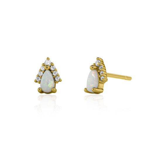 Cubic Zirconia & Opal Stud Earrings