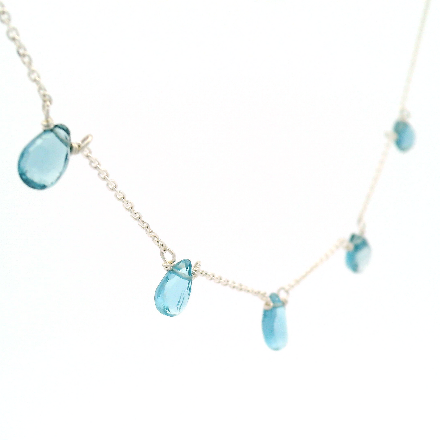 Silver Teardrop Blue Topaz Necklace