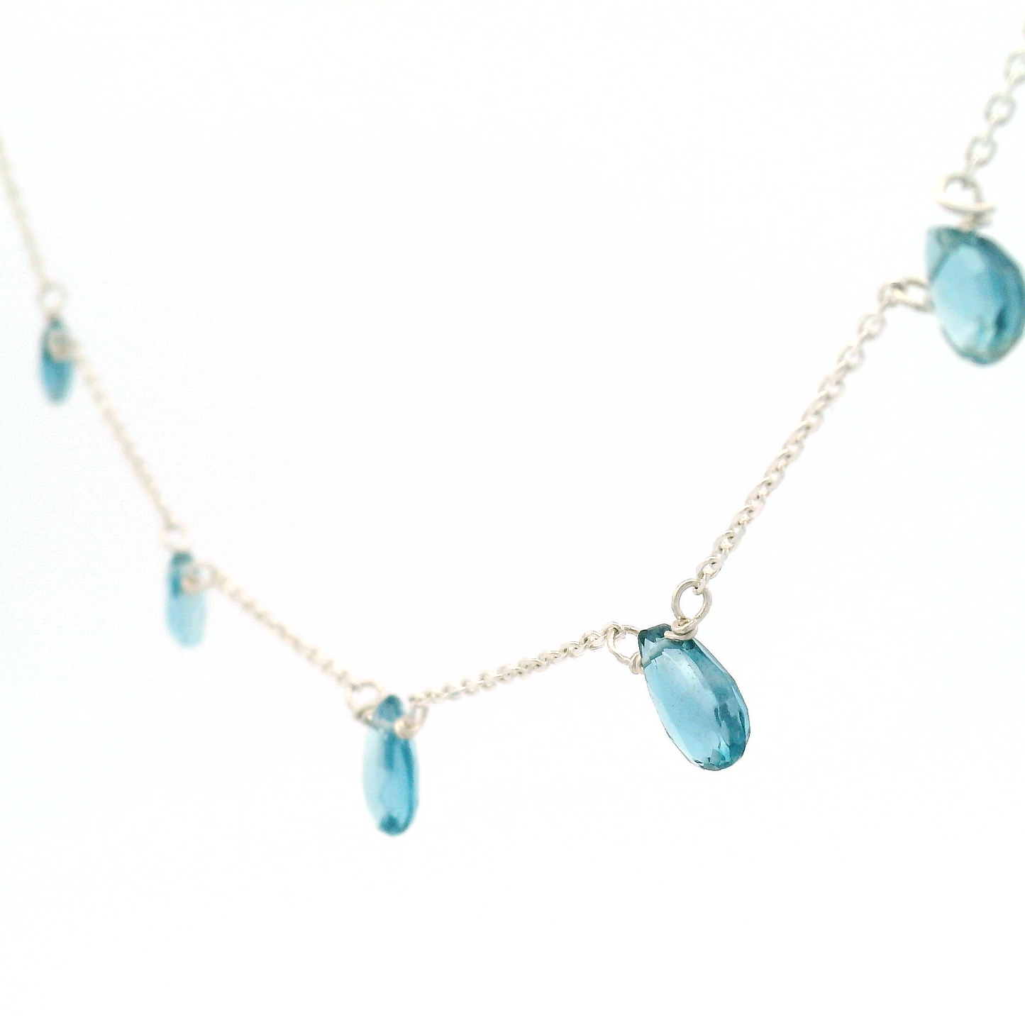 Silver Teardrop Blue Topaz Necklace
