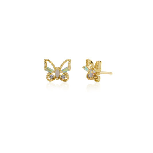 CZ & Opal Butterfly Studs