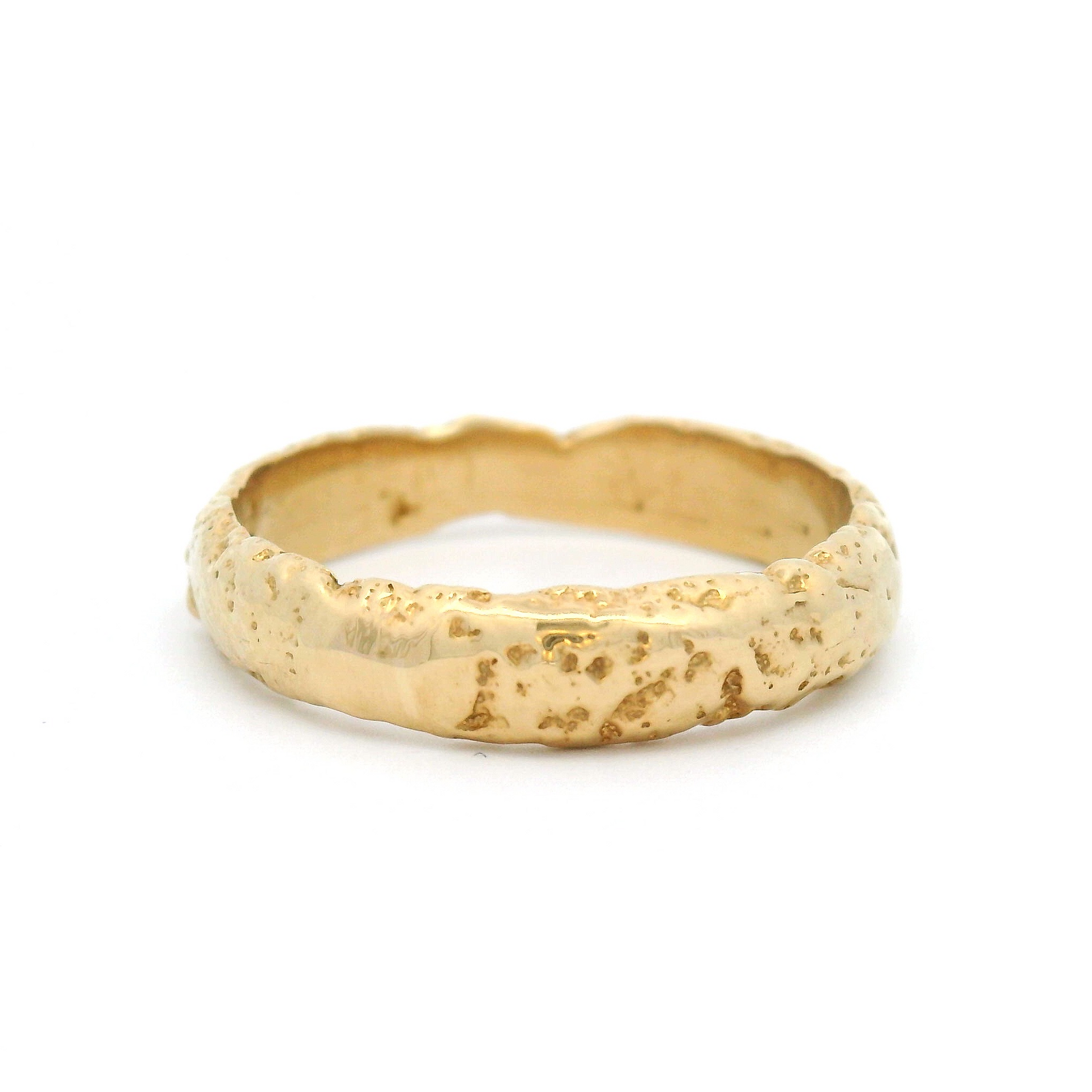 10k Yellow 4.5mm Wide Organic Textured Band