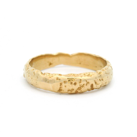 10k Yellow 4.5mm Wide Organic Textured Band