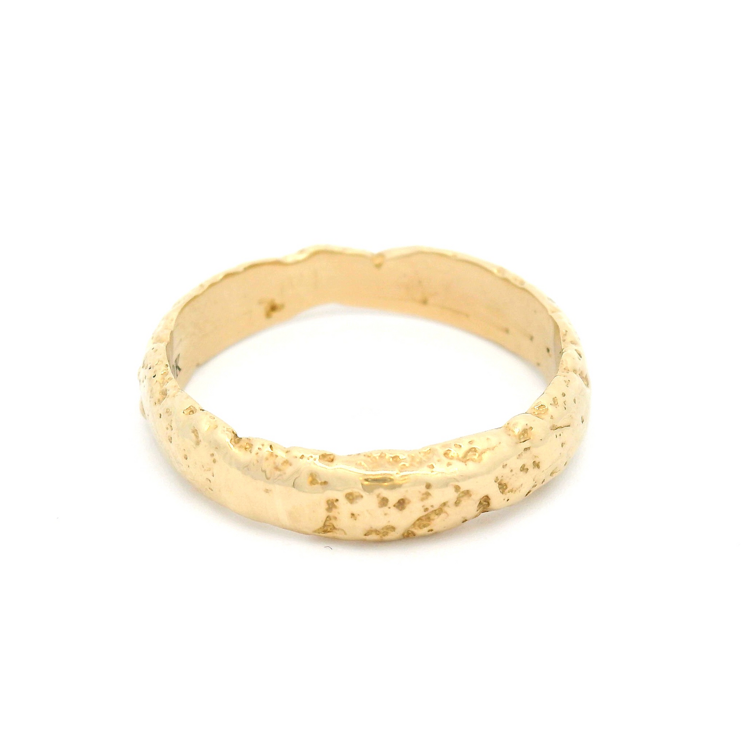 10k Yellow 4.5mm Wide Organic Textured Band