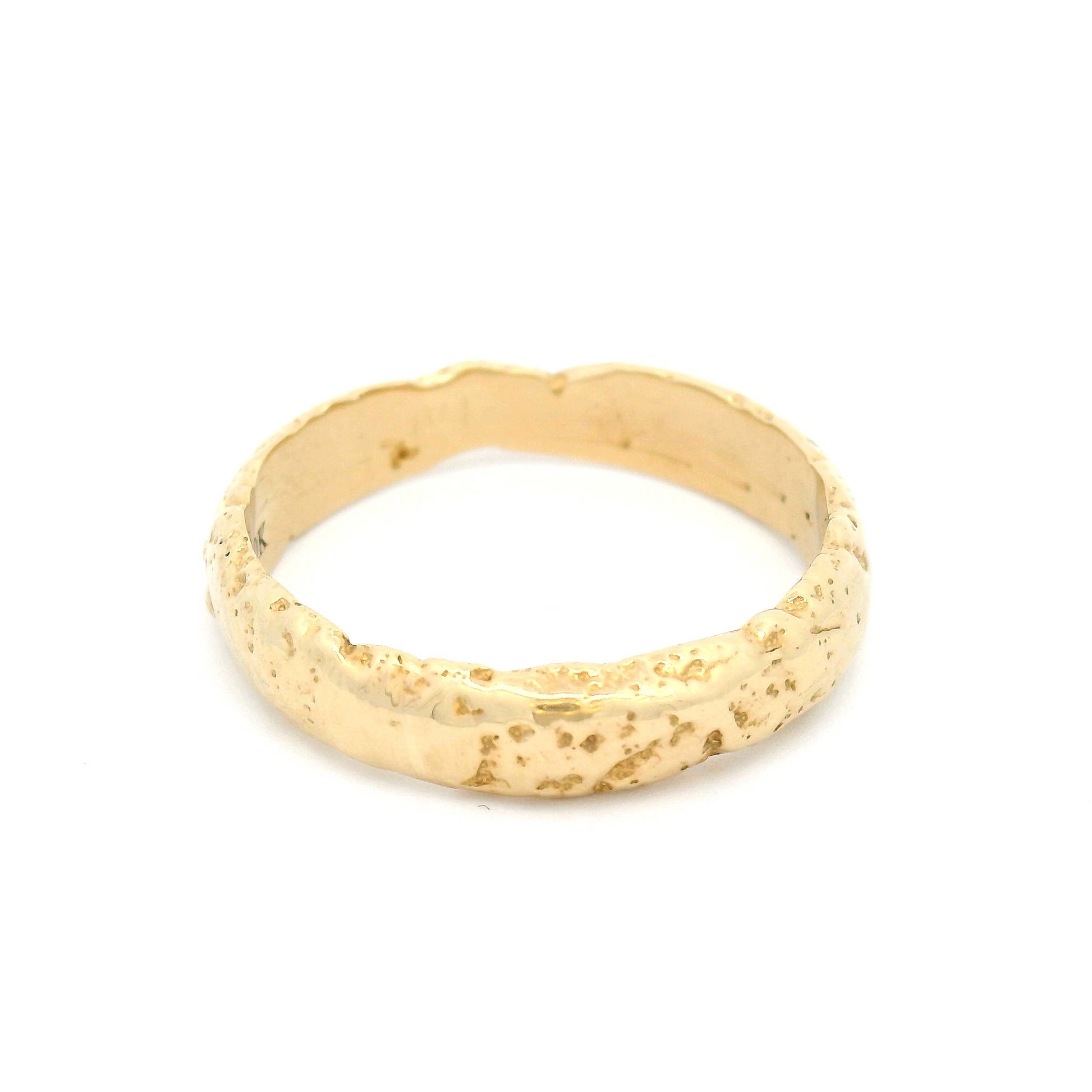 10k Yellow 4.5mm Wide Organic Textured Band