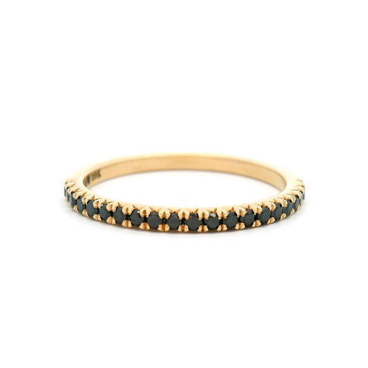 10k Yellow Half Eternity Band with 0.21cts Black Diamonds