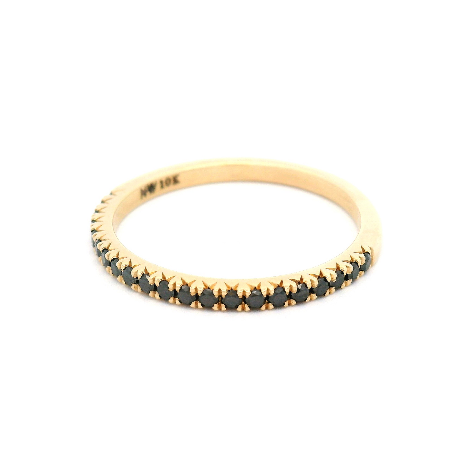 10k Yellow Half Eternity Band with 0.21cts Black Diamonds