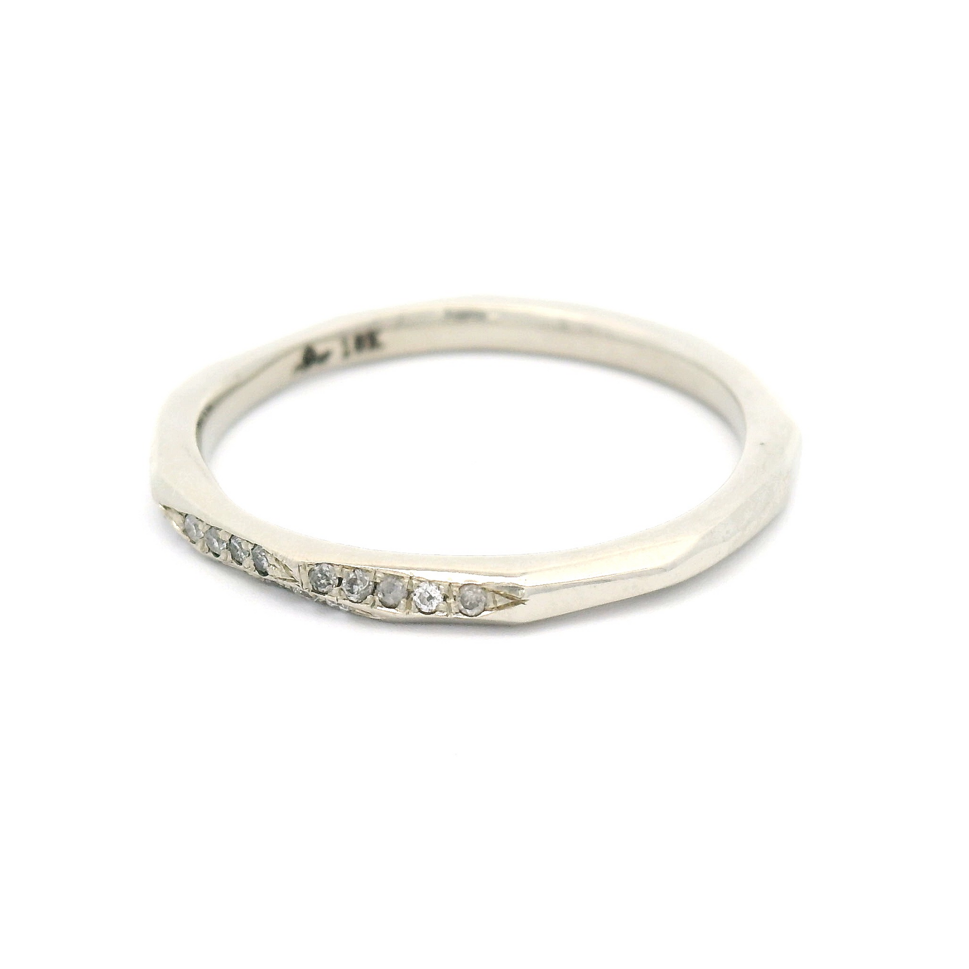 10k White Faceted Band with 0.10cts White Diamonds