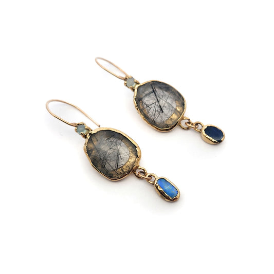 Tourmalated Quartz & Opal Drop Earrings