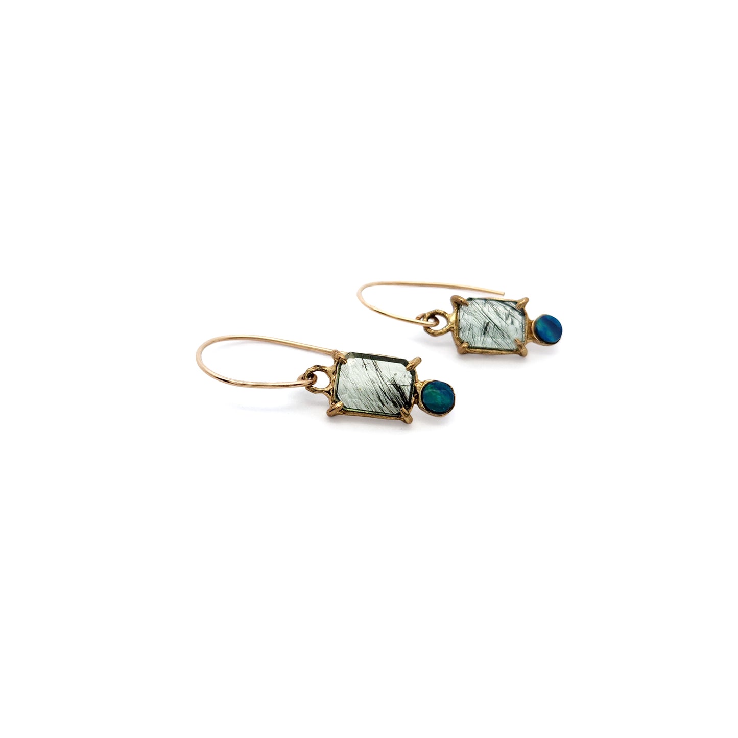 Tourmalated Quartz & Opal Earrings