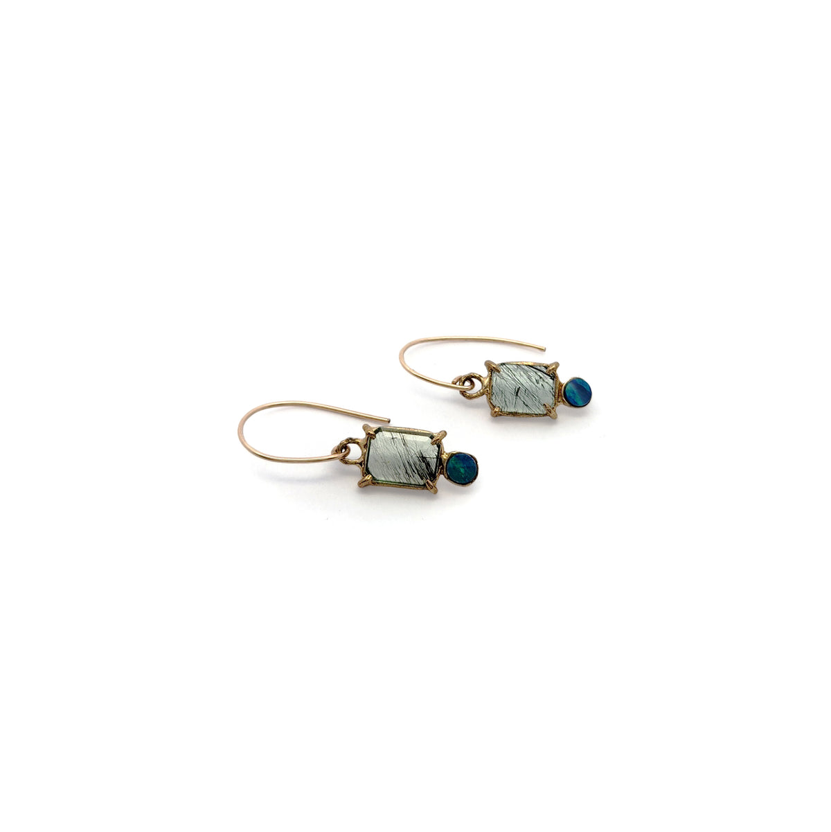 Tourmalated Quartz & Opal Earrings