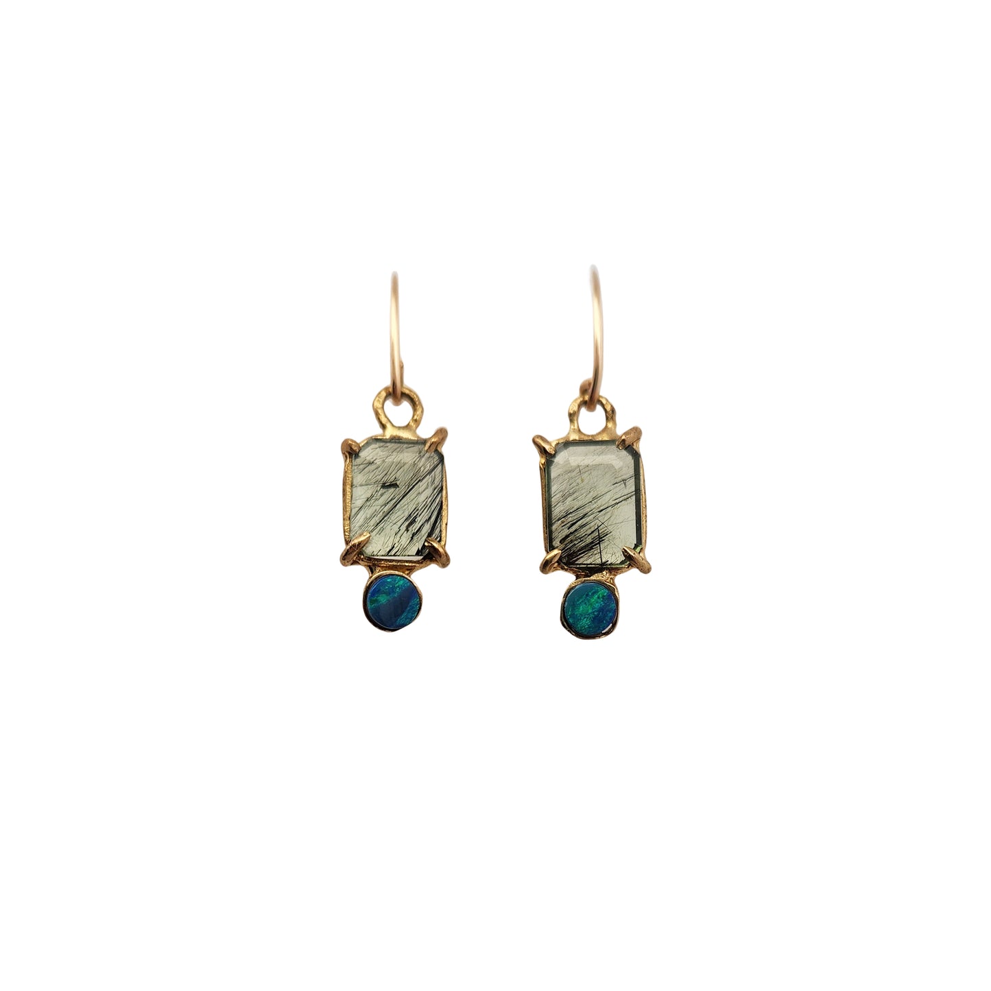 Tourmalated Quartz & Opal Earrings