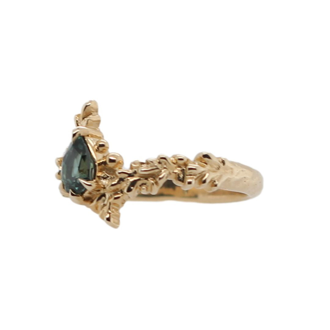 Silvia - Green Pear Sapphire Ring