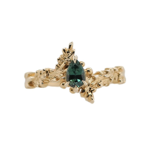 Silvia - Green Pear Sapphire Ring